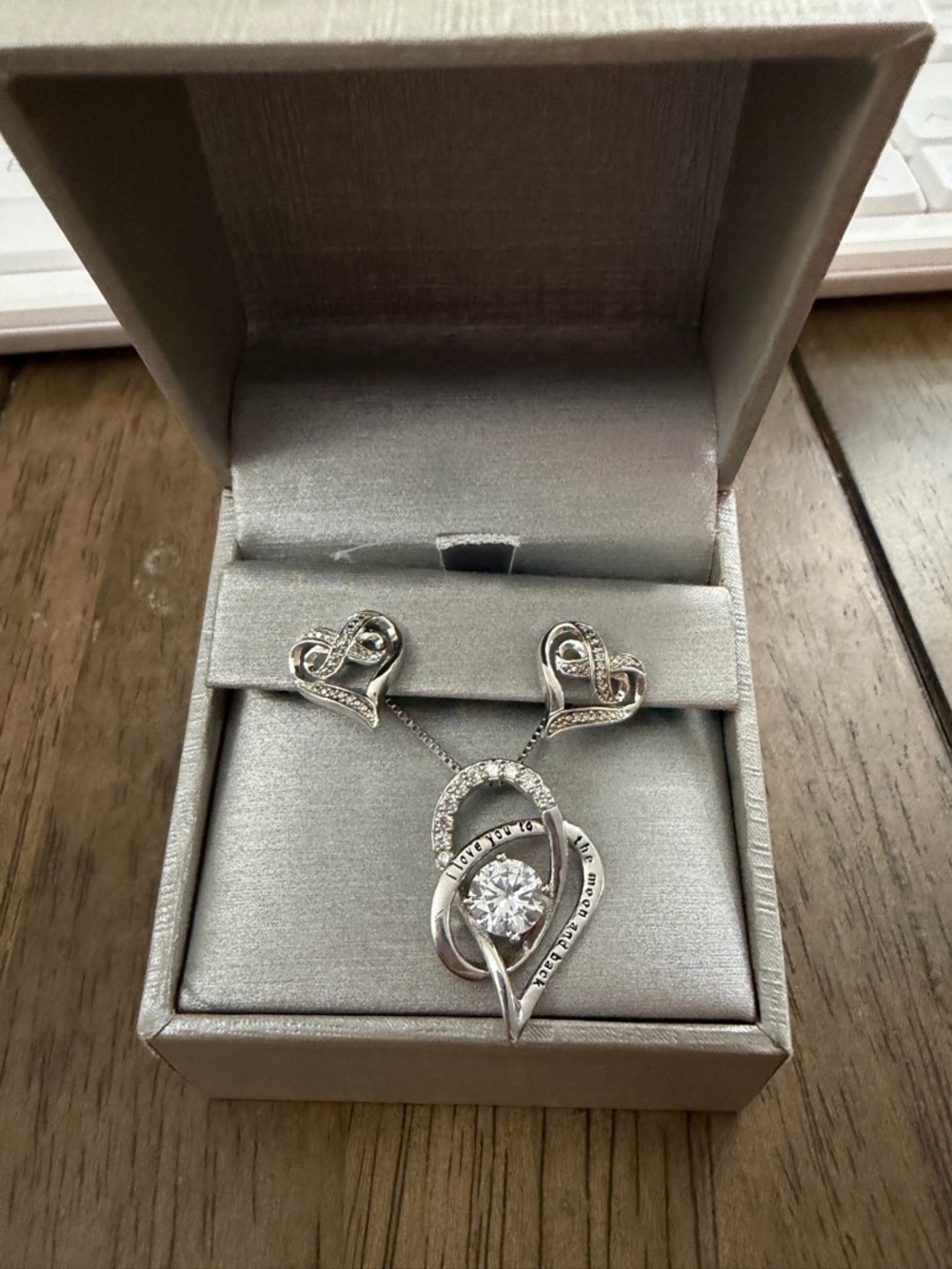 Zales Sterling Silver I Love You To The Moon And Back necklace and earrings set